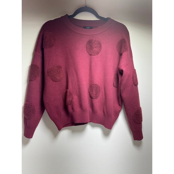 Tahari Sweater Burgundy Polka Dot Pullover Sweater Sz Large - Picture 9 of 11